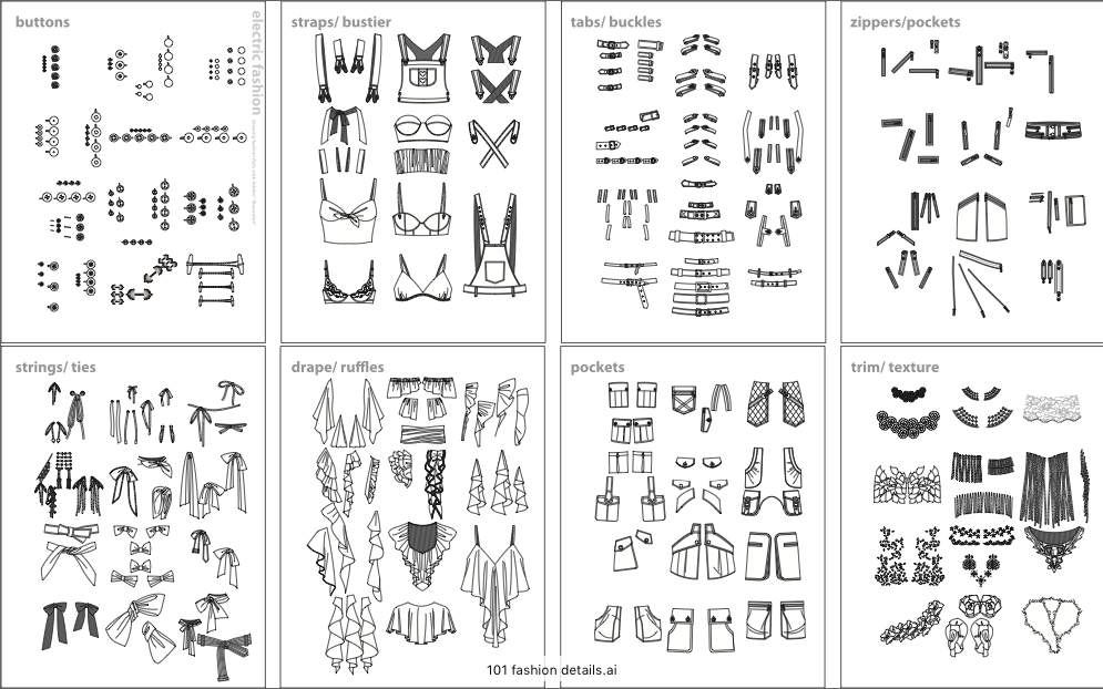 Pocket Adobe Illustrator Fashion Flats 101 Details – Electric